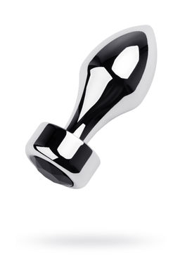 Анальная втулка Metal by TOYFA, металл, серебряная, с чёрным кристаллом, 10,8 см, 4 см, 200 г