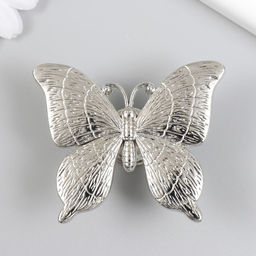 Ручка для шкатулки металл Бабочка, серебро, 5.2?6.3 см