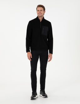 Siyah Regular Fit Yar_m Fermuarl_ Polar Sweatshirt - Pierre cardin фото 4