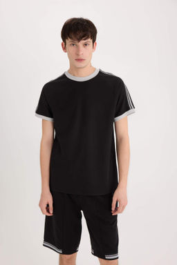 Regular Fit Bisiklet Yaka K?sa Kollu Pike Tisort - Defacto фото 4