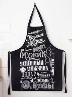 Фартук Доляна. 100% Мужик, черный, 70?60 см,100% хлопок, рогожка 160 г/м?