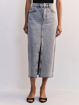 Джинсовая юбка миди с разрезом спереди ZR2605092350-107 / Zarina  фото 6