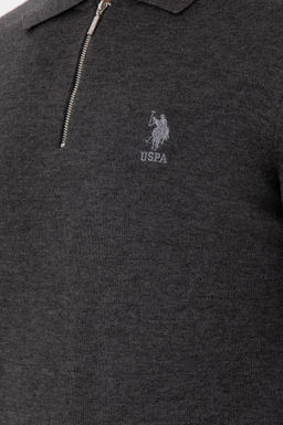 Erkek Slim Fit Yar_m Fermuarl_ Antrasit Melanj Basic Kazak - U.s. polo assn фото 7