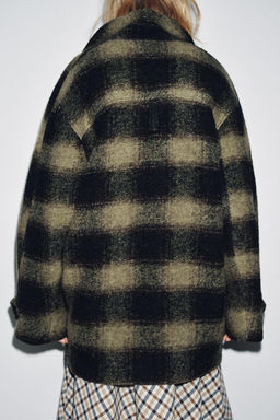 CHECK WOOL BLEND COAT ZW COLLECTION LIMITED EDITION