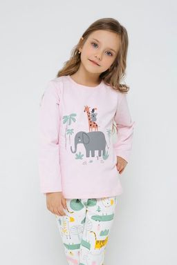 К 1566/нежно-розовый+звери африки на сахаре пижама дет