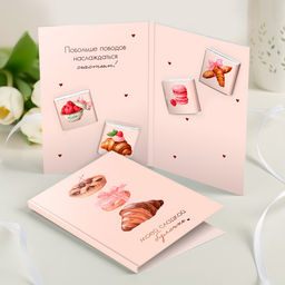 Открытка 4 шоколадки "Моей сладкой булочке"