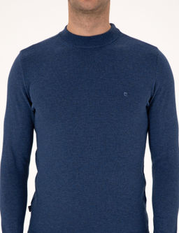 _ndigo Melanj Slim Fit _eyrek Yaka Basic Triko Kazak
