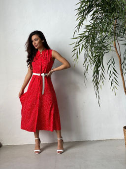 Платье, как из к/ф Красотка, красное в хаотичный горошек - Martichelli фото 33