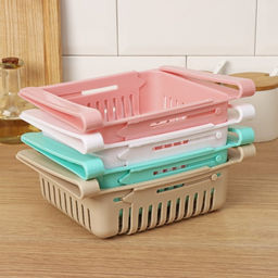 Полка подвесная в холодильник раздвижная Доляна, 20(28)×16.2×7.5 см, МИКС