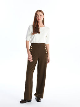 Beli Lastikli D?z Geni? Pa?a Kad?n Pantolon