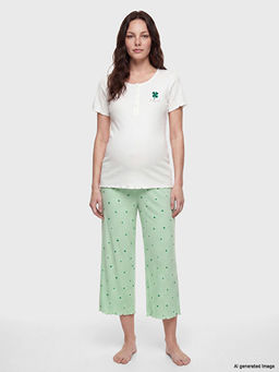 Bisiklet Yaka Hamile Kaprili Pijama Tak?m?