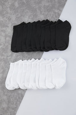 Siyah-Beyaz Unisex 20li Pamuklu K_sa Boy/G_r_nmez/Patik _orap TMNSS25CO00018