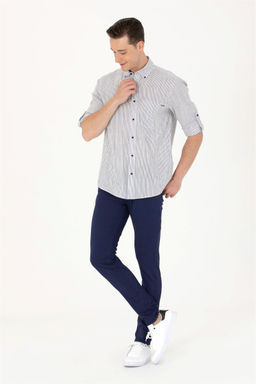 U. S. Polo Assn Мужская белая рубашка в темно-синюю полоску - U.s. polo assn фото 11