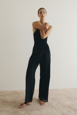 Pantal?n con cord?n de ajuste y ribetes de encaje - H&m фото 6