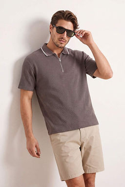 Vizon D___k Omuz Regular Fit Yaka _izgi Detayl_ Dokulu K_sa Kol Polo Yaka T-shirt TMNSS26PO00015 - Trendyolmilla фото 2