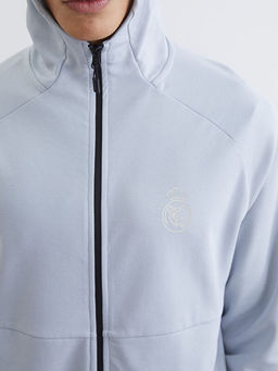 Erkek Real Madrid Bask?l? Fermuarl? Sweatshirt