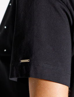 Нарядная футболка с принтом стразами из премиального хлопка с эластаном - Vilatte фото 4