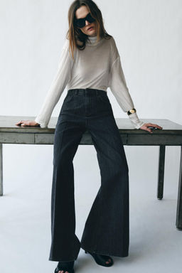 ZW COLLECTION HIGH-WAIST FLARED STRIPED JEANS - Zara фото 10