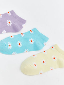 ?i?ekli K?z ?ocuk Patik ?orap 3l?