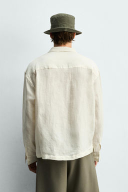 CAMISA RELAXED FIT 100% LINO PLIEGUES / Crudo - Zara фото 3