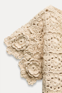 FLORAL CROCHET KNIT TOP - Zara фото 6