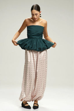 Топ-корсет с баской Pine Green