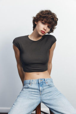 COTTON MODAL CROPPED T-SHIRT - Zara фото 14