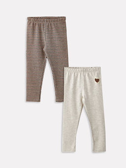 Desenli Beli Lastikli K?z Bebek Tayt 2li Tak?m