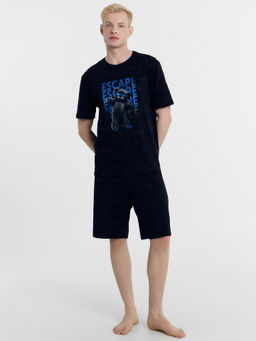 Комплект мужской (футболка, шорты) черный с дизайнерским принтом - Mark formelle фото 2