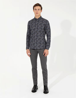 Koyu Gri Slim Fit Kanvas Pantolon
