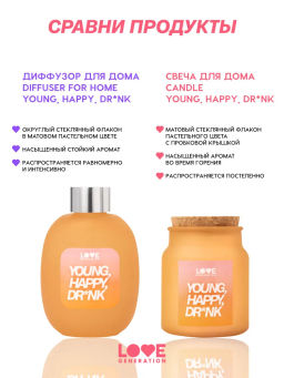 Love Generation Диффузор для дома / Diffuser for home Young, Happy, Dr*nk фото 11