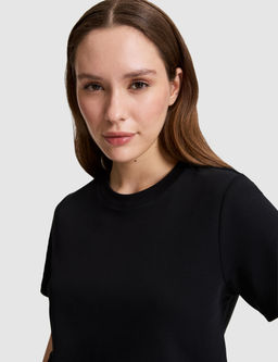 Siyah Regular Fit Bisiklet Yaka Basic Ti__rt