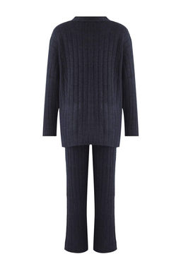 Lacivert Genis Kal?p Yumusak Dokulu Triko Alt - Ust Tak?m TWOAW22AU0128