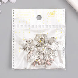 Цена за 5 шт. Коннектор для творчества металл 2 ушка «Китайский дракон», серебро, 3.6×2 см