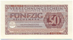 Банкнота 50 рейхсмарок 1944 года Германия (Вооруженные силы Германии)