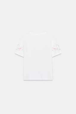 CAMISETA BORDADOS CONTRASTE / Blanco - Zara фото 2