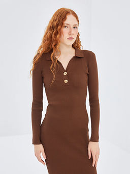 Polo Yaka Kad?n Triko Elbise