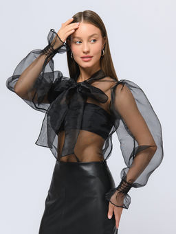 Блуза черного цвета из органзы - 1001dress фото 4