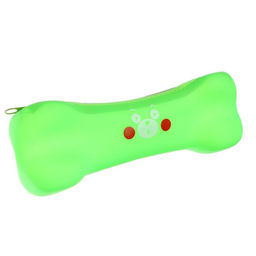 Цена за 12 шт. Пенал школьный Calligrata Кость на молнии, силиконовый, неоновый салатовый