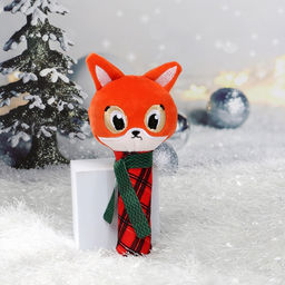 Игрушка - пищалка Новогодняя лисичка, красная клетка, Крошка Я