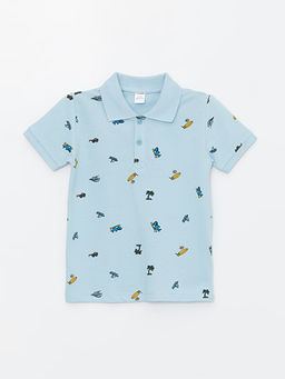 Polo Yaka K?sa Kollu Bask?l? Erkek Bebek Ti??rt