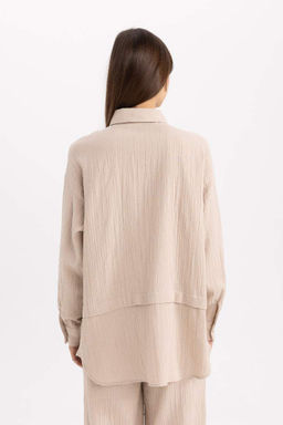 Муслиновая рубашка-туника с длинными рукавами Relax Fit - Defacto фото 5