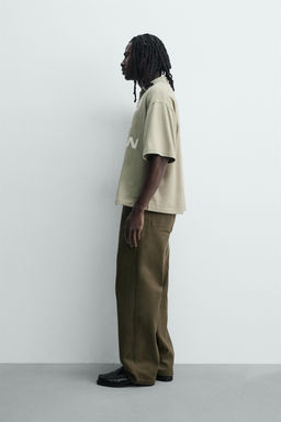 POLO RELAXED FIT TEXTO ESTAMPADO / Verde claro - Zara фото 4