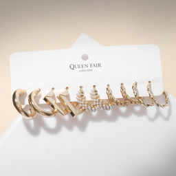 Набор серег 5 пар QF «Леди» линии, цвет белый в золоте