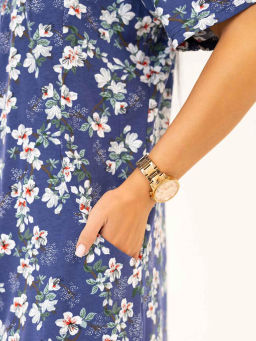 Халат женский, цвет Индиго белый