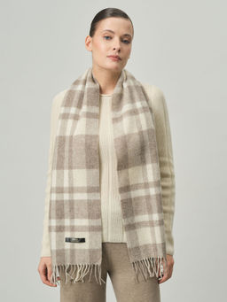 Шарф из шерсти 01219 какао-кремовый