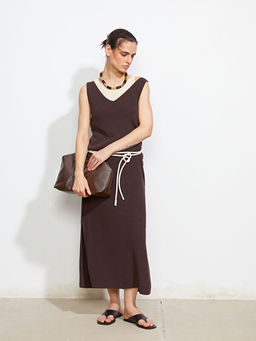 V Yaka Kad?n Triko Elbise