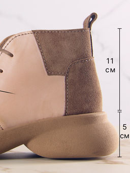 Ботинки 305.927ka.Вакса пудра+серо коричневая замша/шерсть