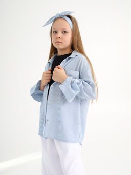 Рубашка-хенли Лен, голубой меланж - Inzibe фото 41