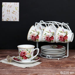 Чайный набор 12 предметов 220 мл / MS-1234 /уп 8/ металл подставка